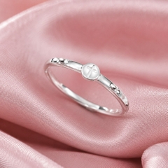 Nhẫn Nữ Bạc Ý - Mắt Xích Oval Đính Đá - NNBI025
