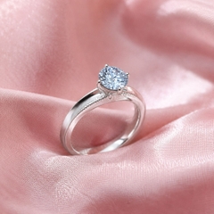 Nhẫn Nữ Bạc Ý - Solitaire Đá Xanh - NNBI042