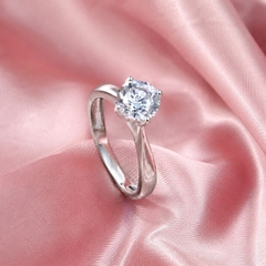 Nhẫn Nữ Bạc Ý - Solitaire Đá Trắng - NNBI044