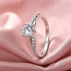 Nhẫn Nữ Bạc Ý Xi Vàng Trắng - Solitaire Bản Mảnh - NNBIXVT023
