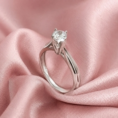 Nhẫn Nữ Bạc Ý Xi Vàng Trắng - Solitaire Bản Xoắn - NNBIXVT048
