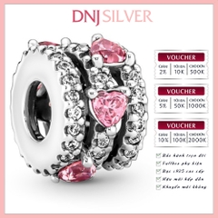 [Chính hãng] Charm bạc 925 cao cấp - Charm Sparkling Triple Halo Hearts thích hợp để mix vòng tay charm bạc cao cấp - DN100
