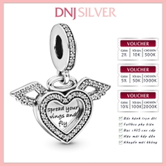 [Chính hãng] Charm bạc 925 cao cấp - Charm Heart & Angel Wings Dangle thích hợp để mix vòng tay charm bạc cao cấp - DN053