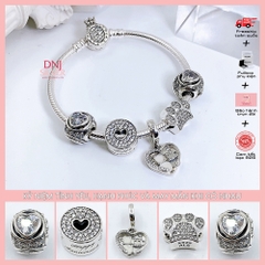 Vòng tay charm bạc 925 cao cấp - Bộ Vòng charm Kỷ niệm của tình yêu và sự hạnh phúc - Vòng tay dành cho nam và nữ