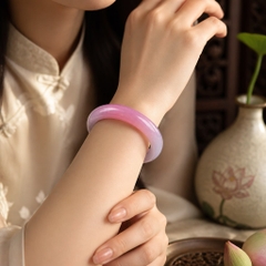 Vòng Đá Chalcedony Trắng Hồng Bản Hẹ - VDQ026
