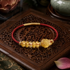 Vòng Hồ Ly Mix Ngũ Điếu Thạch Anh Tóc Vàng - VDQ047