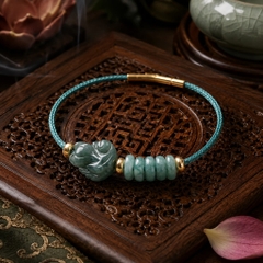 Vòng Ngọc Hồ Ly Mix Ngũ Điếu Lam Ngọc - VDQ057