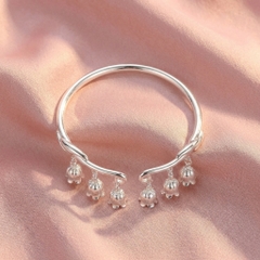 Vòng Tay Bạc Hoa Linh Lan - Vòng Đặc Bạc Nguyên Chất - VTBHLL0006