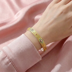 Vòng Tay Bạc Kiềng Hoa Mạ Vàng 24K - Vòng Đặc Bạc Nguyên Chất - VTBKHMV0040