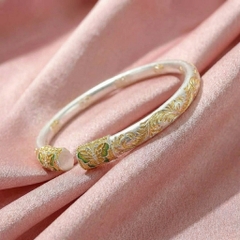 Vòng Tay Bạc Kiềng Mạ Vàng - Vòng Đặc Bạc Nguyên Chất - VTBKMV0017