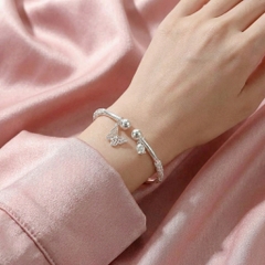 Vòng Tay Bạc Hồ Điệp Kiềng Hở - Vòng Đặc Bạc Nguyên Chất - VTBHDKH0012