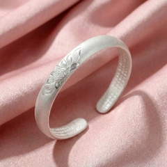 Vòng Tay Bạc Kiềng Hoa Sen - Vòng Đặc Bạc Nguyên Chất - VTBKHS0046