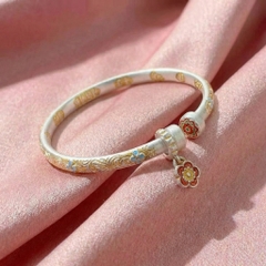 Vòng Tay Bạc Charm Hoa Mai - Vòng Đặc Bạc Nguyên Chất - VTBCHM0002