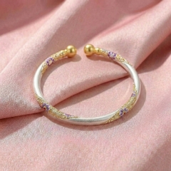 Vòng Tay Bạc Kiềng Hở Men Màu - Vòng Đặc Bạc Nguyên Chất - VTBKHMM0013