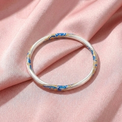 Vòng Tay Bạc Men Màu Xanh Dương - Vòng Đặc Bạc Nguyên Chất - VTBMMXD0022