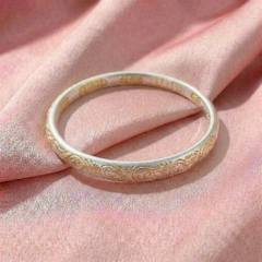 Vòng Tay Bạc Bát Nhã Tâm Kinh Mạ Vàng - Vòng Đặc Bạc Nguyên Chất - VTBBTTK0031