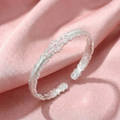 Vòng Tay Bạc Hoa Men Màu - Vòng Đặc Bạc Nguyên Chất - VTBHMM0007