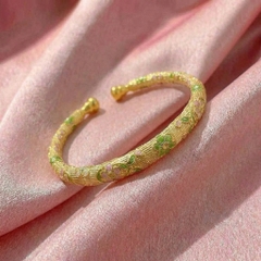 Vòng Tay Bạc Kiềng Mạ Vàng 24K Men Màu - Vòng Đặc Bạc Nguyên Chất - VTBKMVMM0042