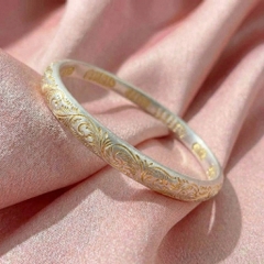 Vòng Tay Bạc Bát Nhã Tâm Kinh Mạ Vàng - Vòng Đặc Bạc Nguyên Chất - VTBBTTK0031