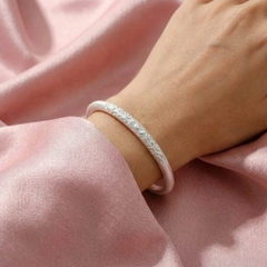 Vòng Tay Bạc Liên Hoa - Vòng Đặc Bạc Nguyên Chất - VTBLH0020