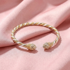 Vòng Tay Bạc Kiềng Xoắn Hoa Sen - Vòng Đặc Bạc Nguyên Chất - VTBKXHS0048