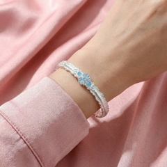 Vòng Tay Bạc Hoa Men Màu - Vòng Đặc Bạc Nguyên Chất - VTBHMM0008