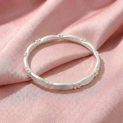 Vòng Tay Bạc Hoa Tinh Khôi - Vòng Đặc Bạc Nguyên Chất - VTBHTK0009