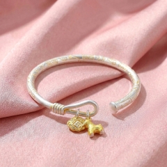 Vòng Tay Bạc Kiềng Mix Charm Ngựa - Vòng Đặc Bạc Nguyên Chất - VTBKMCN0043