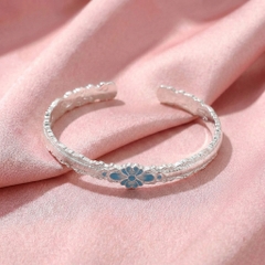 Vòng Tay Bạc Hoa Men Màu - Vòng Đặc Bạc Nguyên Chất - VTBHMM0008