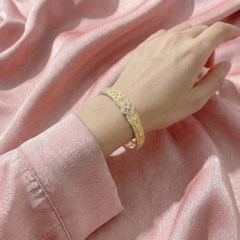 Vòng Tay Bạc Kiềng Cứng Men Vàng - Vòng Đặc Bạc Nguyên Chất - VTBKCMV0034