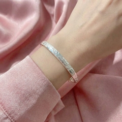 Vòng Tay Bạc Cỏ 3 Lá - Vòng Đặc Bạc Nguyên Chất - VTBC3L0032