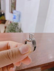 Nhẫn nữ bạc Ý xi bạch kim cao cấp - Mã ND0184