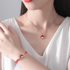 Vòng cổ và lắc tay hình con Hổ, chất liệu bạc S925 mạ Rose Gold, mẫu mới 2022