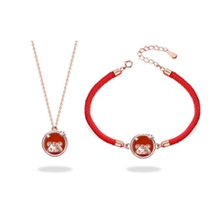 Vòng cổ và lắc tay hình con Hổ, chất liệu bạc S925 mạ Rose Gold, mẫu mới 2022