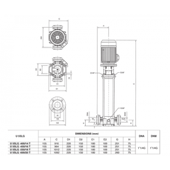 Máy Bơm Trục Đứng Cánh Inox Pentax U5SLG-450/16T 4,5HP 3,3KW