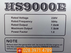 Máy phát điện 18Hp chạy bằng xăng CHÍNH HÃNG HYSEN HS9000E công suất 7.5-8.0kW