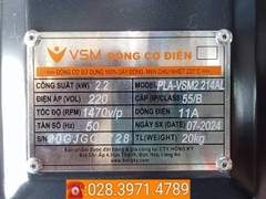 Động cơ điện VSM vỏ nhôm 100% công suất 2,2kW - tốc độ 1470 vòng/phút PLA-VSM2.214AL