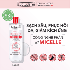 Nước tẩy trang Evoluderm Micellaire chiết xuất Lô Hội dành cho da mẫn cảm dễ kích ứng 500ml