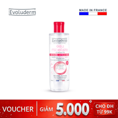 Nước tẩy trang Evoluderm Micellaire chiết xuất Lô Hội dành cho da mẫn cảm dễ kích ứng 250ml