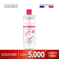 Nước tẩy trang Evoluderm Micellaire chiết xuất Lô Hội dành cho da mẫn cảm dễ kích ứng 500ml
