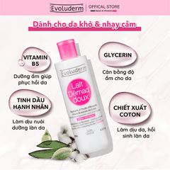 Sữa tẩy trang rửa mặt Evoluderm dưỡng ẩm dịu nhẹ dành cho da nhạy cảm 250ml