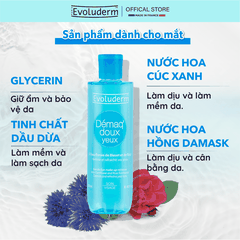 Nước tẩy trang Evoluderm dành cho mắt tinh chất Hoa ngô đồng bổ sung Vitamin E 250ml