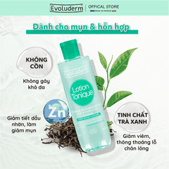 Nước hoa hồng Evoluderm dưỡng ẩm cho da hỗn hợp và dầu mụn 250ml