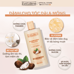 Dầu gội dành cho tóc dài và yếu dễ gãy rụng Evoluderm chiết xuất Bơ Hạt Mỡ - 400ml