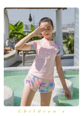 Đồ bơi cho bé gái lớn quần đùi Sunday (hồng xanh)