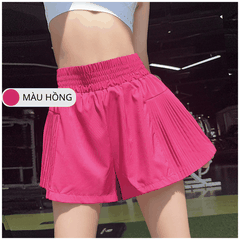 Quần short thể thao nữ pickleball cầu lông 2 lớp -  Xếp ly 2 bên hông siêu tôn dáng