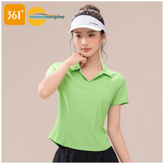 Áo thể thao nữ cổ V hiệu 361° – Chất liệu thun co giãn tốt, thoáng mát