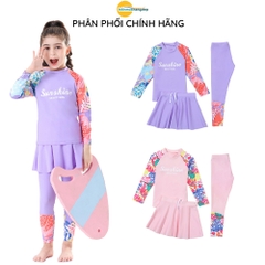 Bộ đồ bơi bé gái set 3 món áo dài quần dài và chân váy rời chống nắng