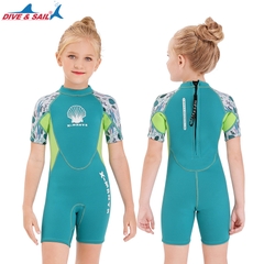 Đồ bơi giữ nhiệt bé gái Dive and Sail size 12-30kg Cao su dày 2.5mm giữ ấm ngăn tia UV