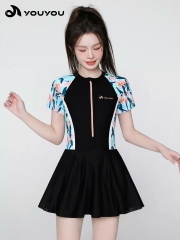 Đồ bơi nữ tay ngắn chân váy phối quần rời bên trong che bụng tạo dáng eo thon